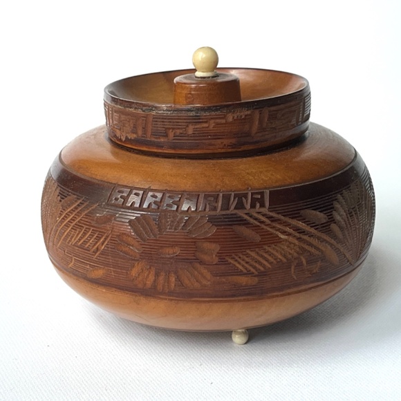 Vintage Wooden Box Carved BARBARITA Flowers Unique Gift Jewelry Container Unique - Picture 1 of 10